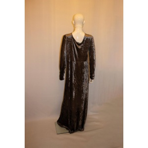 Vintage Donna Karan Silver Velvet Gown