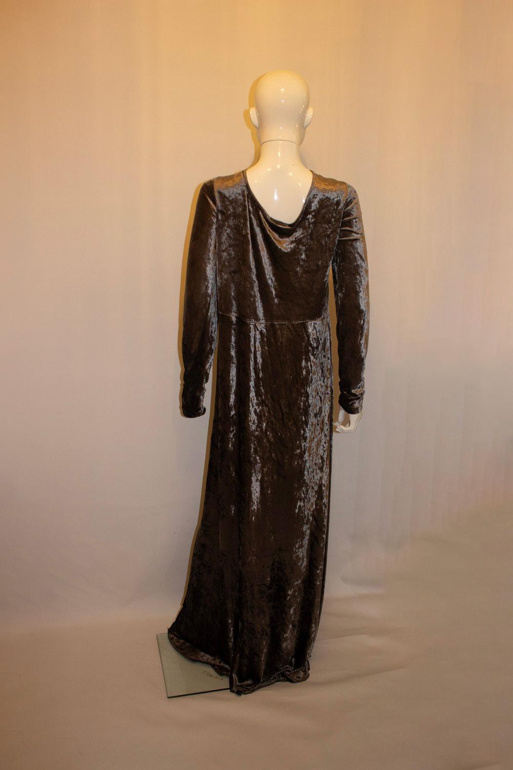 Vintage Donna Karan Silver Velvet Gown