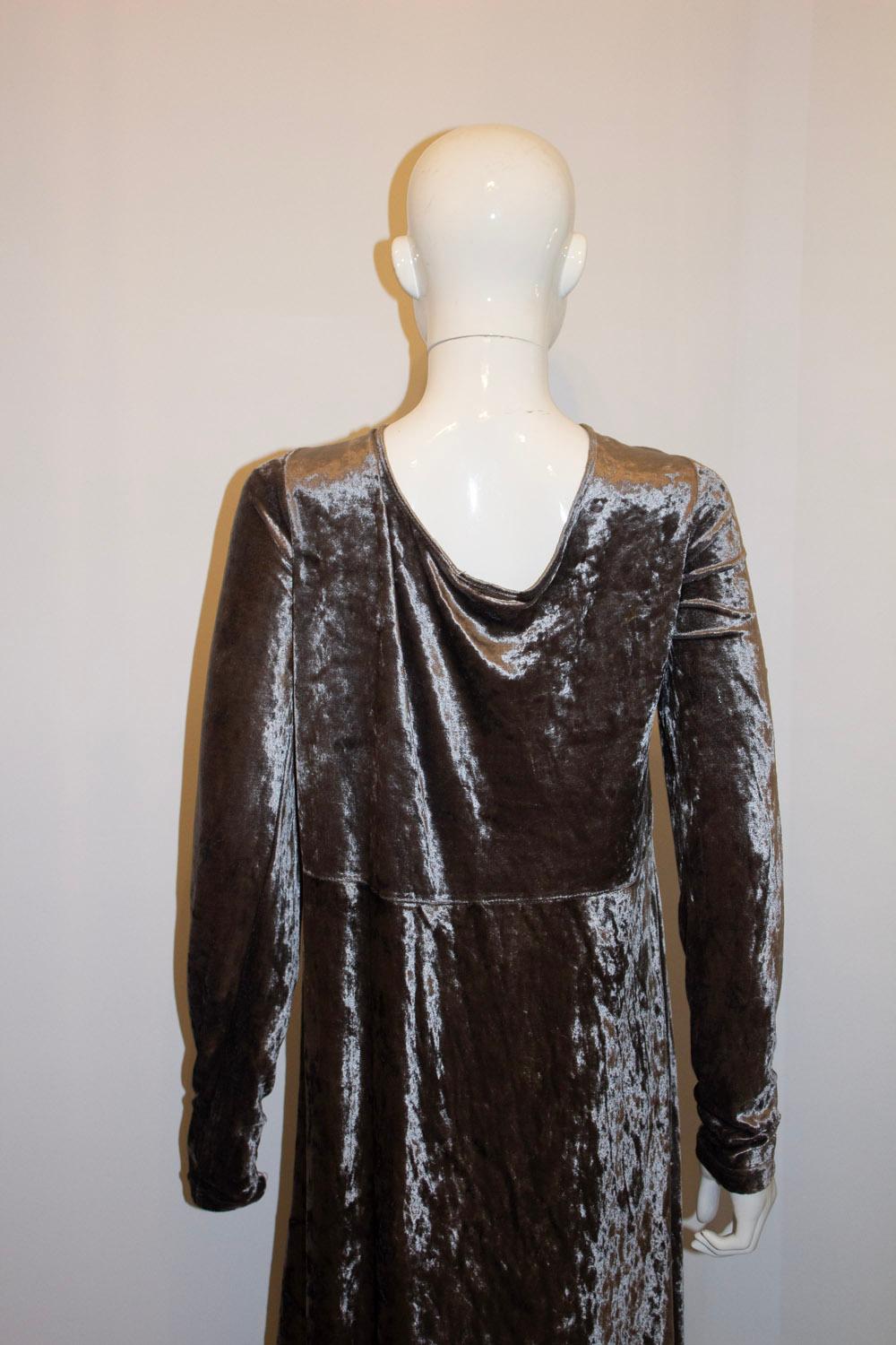 Vintage Donna Karan Silver Velvet Gown