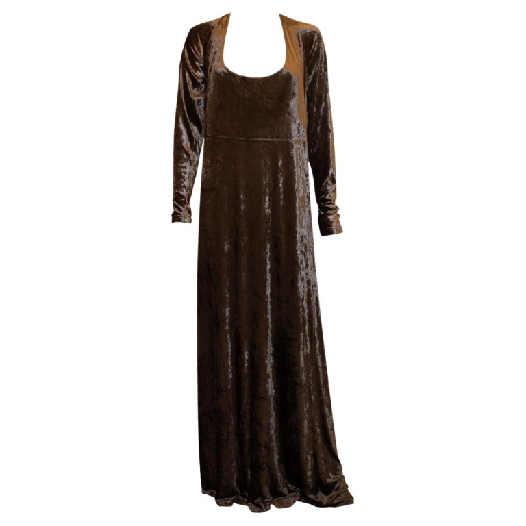 Vintage Donna Karan Silver Velvet Gown