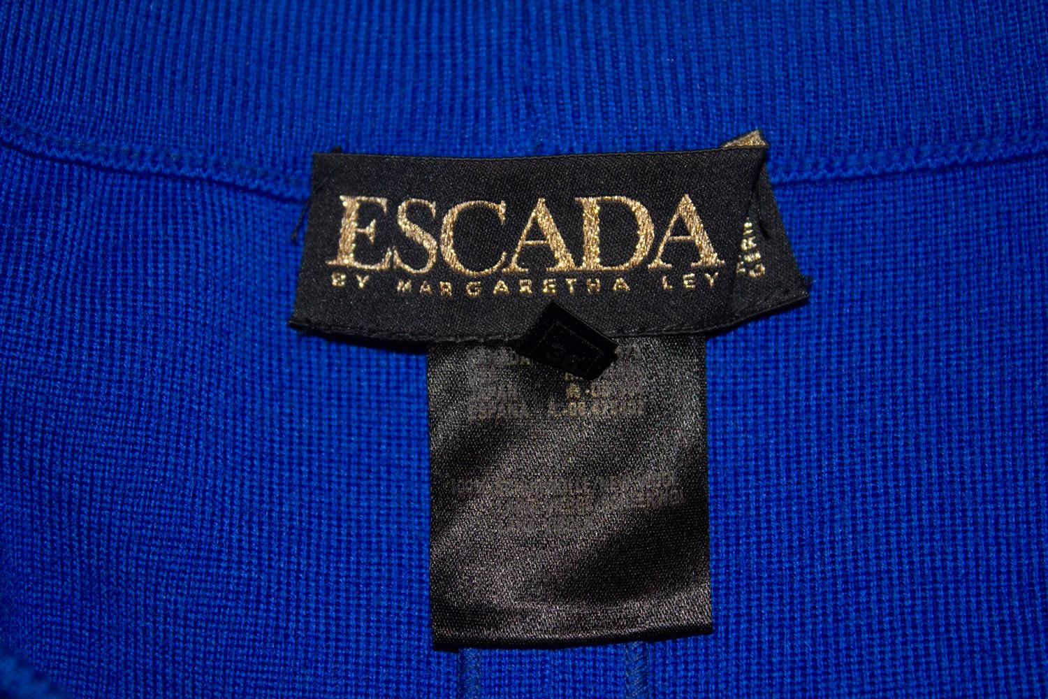Vintage Escada Royal Blue Wool Skirt With Panel detail