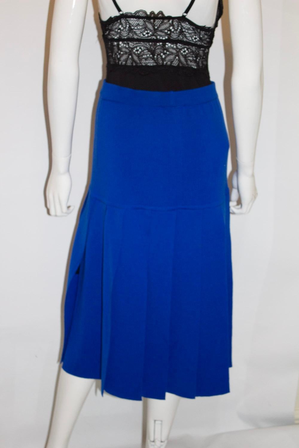 Vintage Escada Royal Blue Wool Skirt With Panel detail