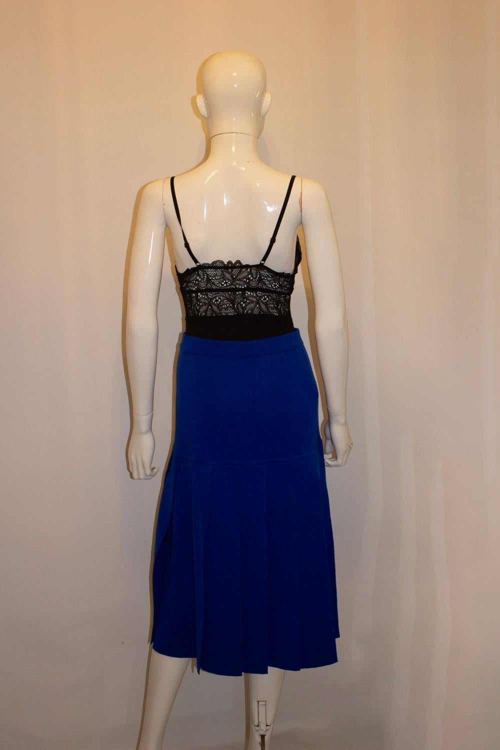 Vintage Escada Royal Blue Wool Skirt With Panel detail