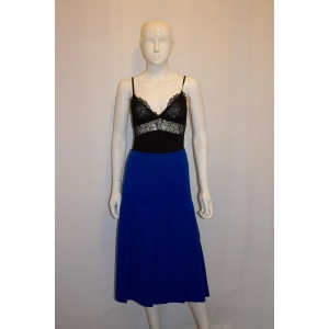 Vintage Escada Royal Blue Wool Skirt With Panel detail