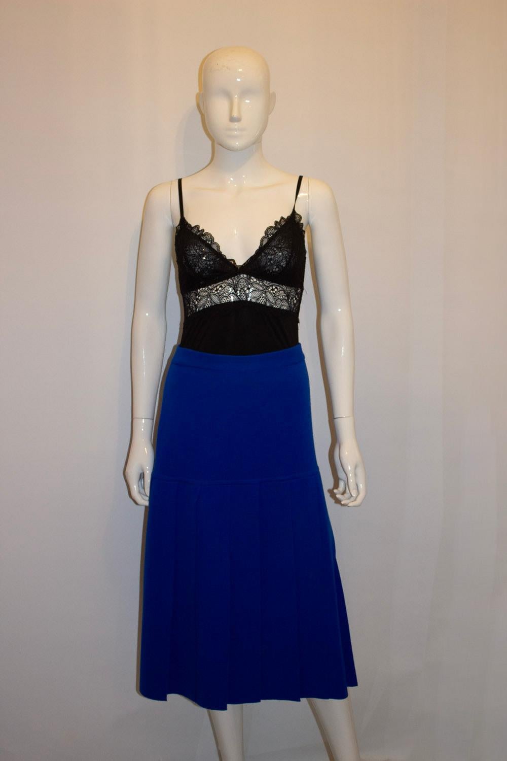Vintage Escada Royal Blue Wool Skirt With Panel detail