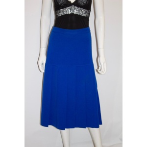 Vintage Escada Royal Blue Wool Skirt With Panel detail