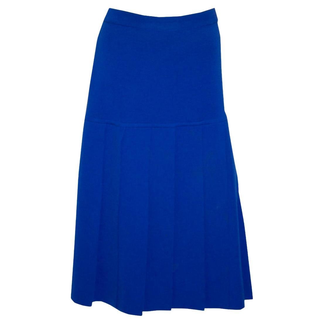 Vintage Escada Royal Blue Wool Skirt With Panel detail