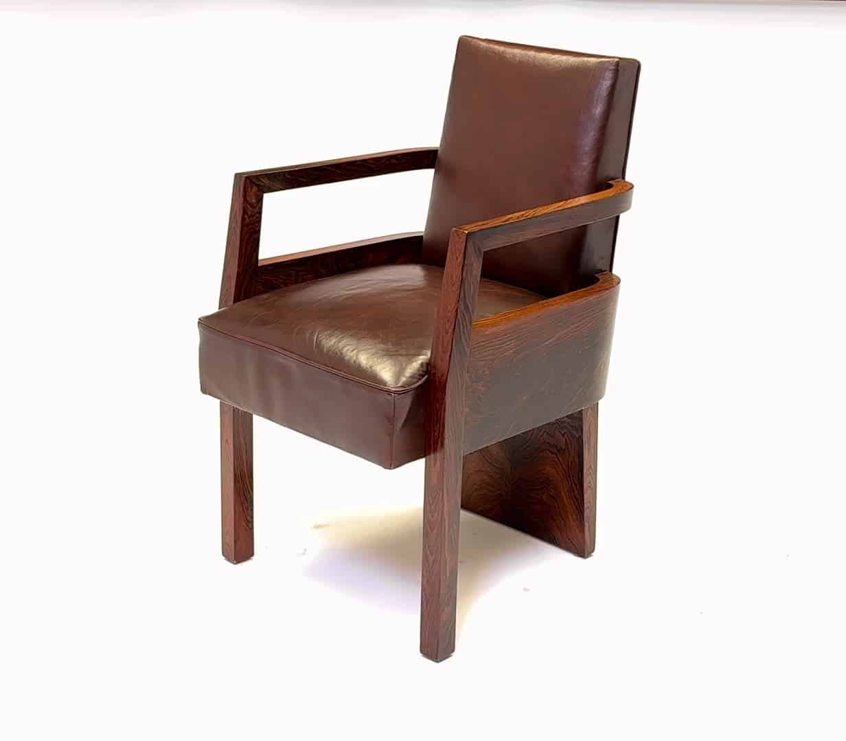 Art Deco French Leather Desk Chair