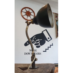1920s Industrial Factory Machinists Lamp in Brass & Steel. Antique/Vintage/Light