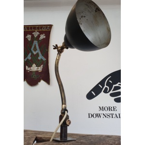 1920s Industrial Factory Machinists Lamp in Brass & Steel. Antique/Vintage/Light