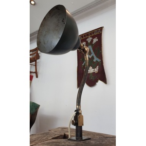 1920s Industrial Factory Machinists Lamp in Brass & Steel. Antique/Vintage/Light