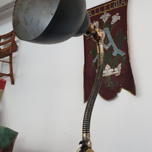 1920s Industrial Factory Machinists Lamp in Brass & Steel. Antique/Vintage/Light