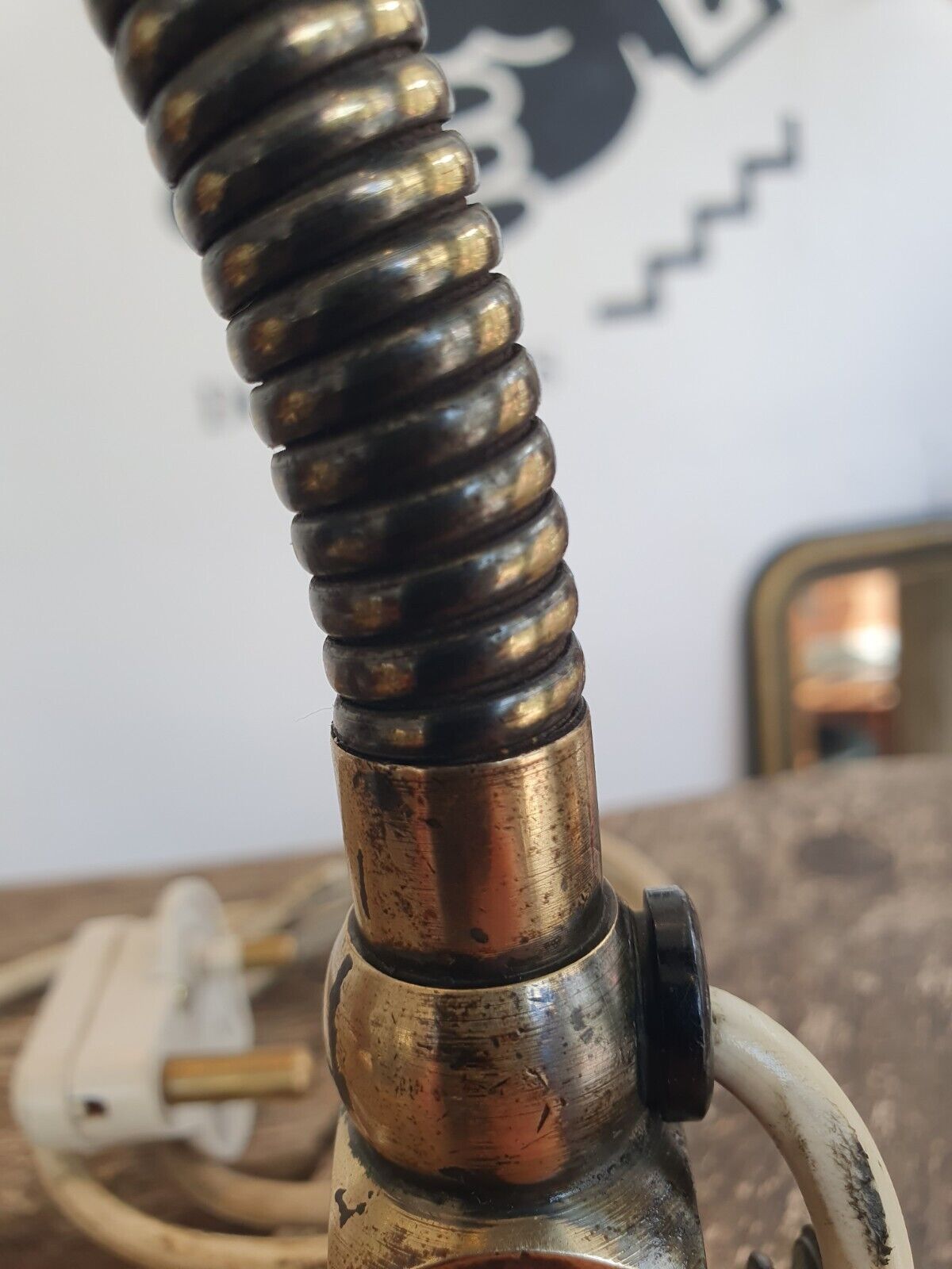 1920s Industrial Factory Machinists Lamp in Brass & Steel. Antique/Vintage/Light