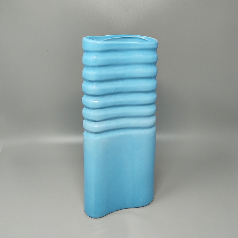 1960s Stunning Blue Vase in Laveno Ceramic. Made in Italy - Image 3