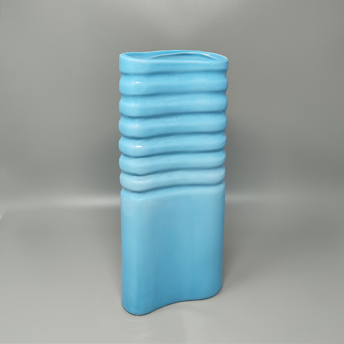 1960s Stunning Blue Vase in Laveno Ceramic. Made in Italy