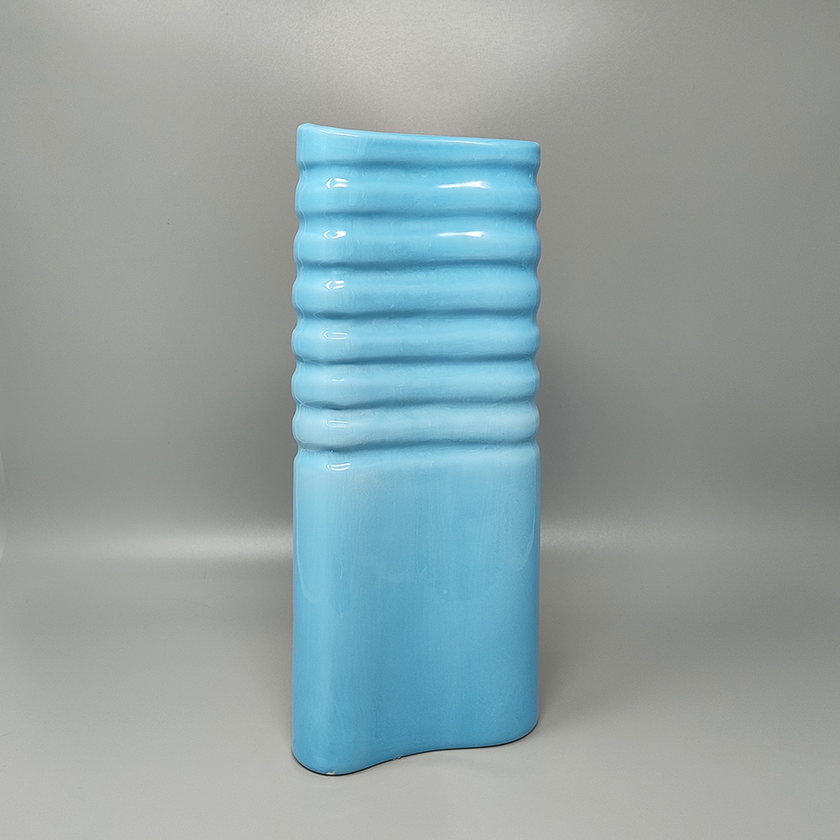 1960s Stunning Blue Vase in Laveno Ceramic. Made in Italy