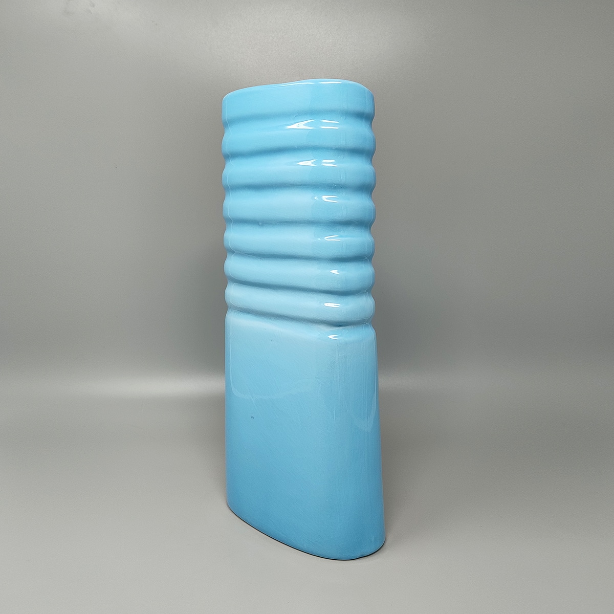 1960s Stunning Blue Vase in Laveno Ceramic. Made in Italy