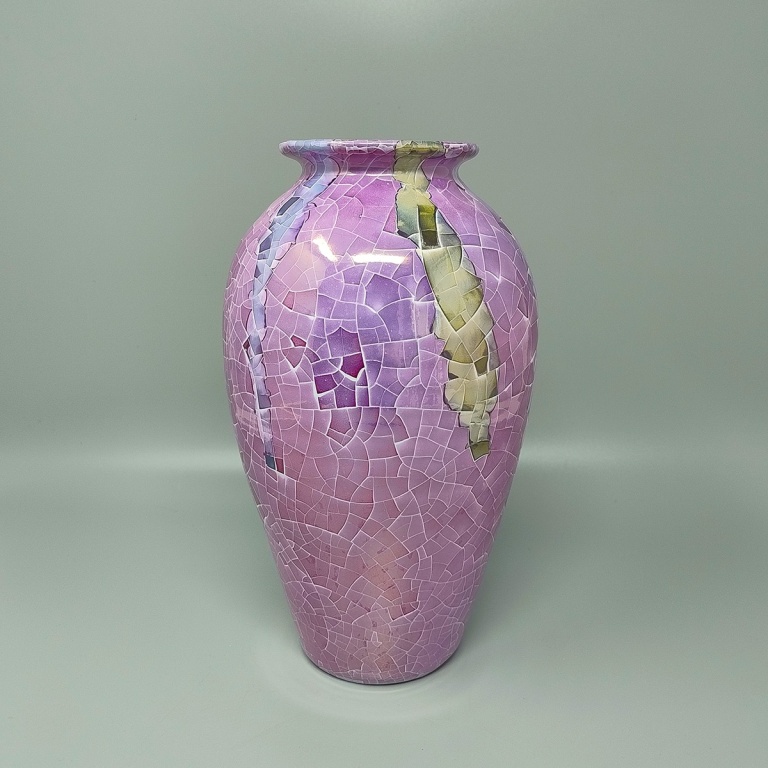 1960s Astonishing Giuseppe Locci Polycrome Craquelé Vase in Sardinian Ceramic. Made in Italy - Image 2