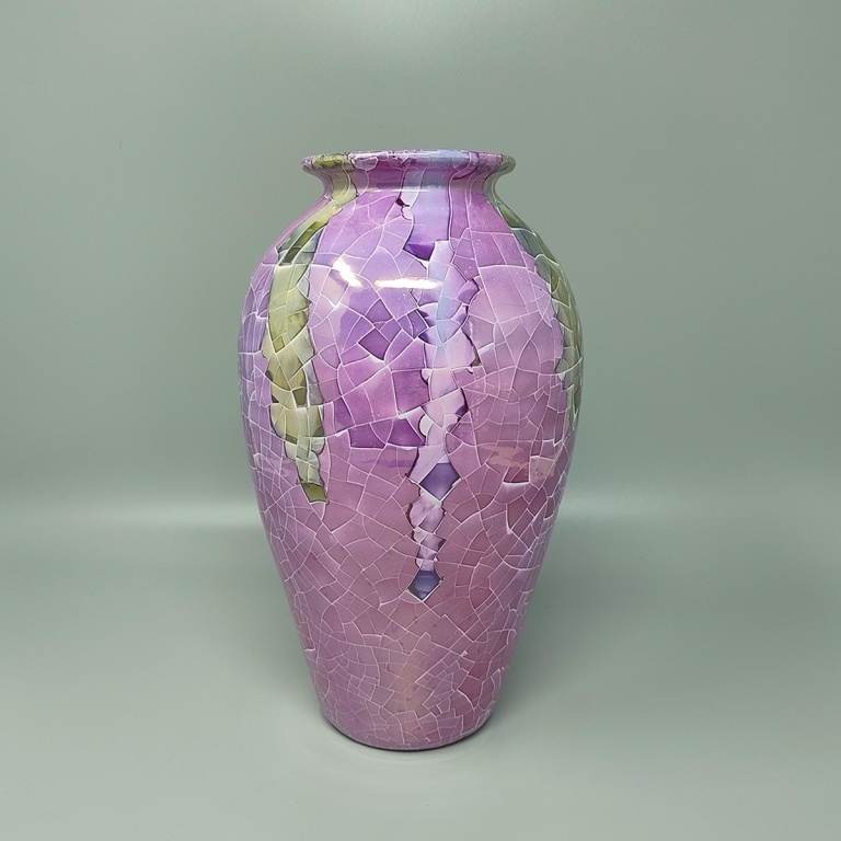 1960s Astonishing Giuseppe Locci Polycrome Craquelé Vase in Sardinian Ceramic. Made in Italy - Image 6