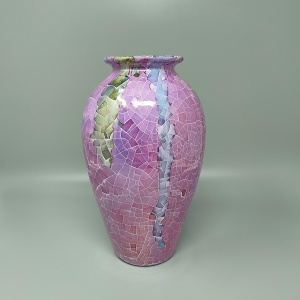 1960s Astonishing Giuseppe Locci Polycrome Craquelé Vase in Sardinian Ceramic. Made in Italy