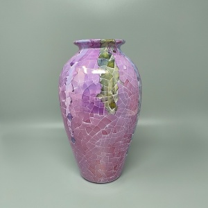 1960s Astonishing Giuseppe Locci Polycrome Craquelé Vase in Sardinian Ceramic. Made in Italy