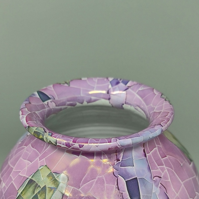 1960s Astonishing Giuseppe Locci Polycrome Craquelé Vase in Sardinian Ceramic. Made in Italy - Image 7