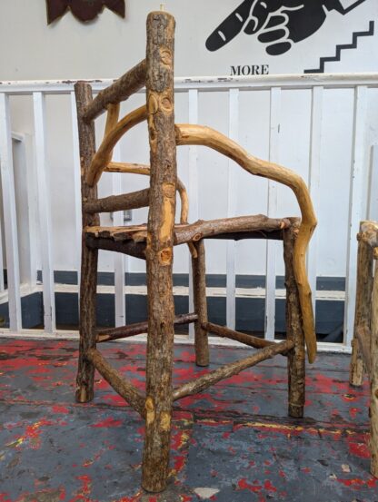 1980s Hand Crafted American Stick Chair & Table Set. Antique/Vintage/Folk Art
