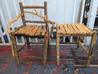 1980s Hand Crafted American Stick Chair & Table Set. Antique/Vintage/Folk Art