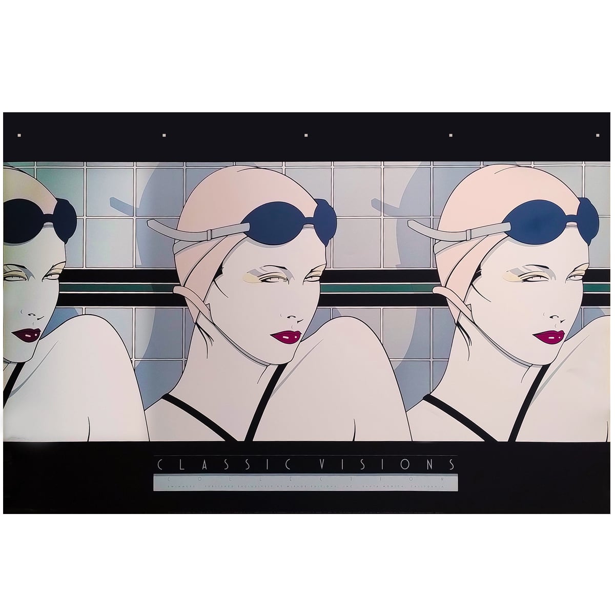 1970s Original Gorgeous Rare Patrick Nagel "Swimmers" Lithograph.