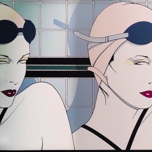 1970s Original Gorgeous Rare Patrick Nagel "Swimmers" Lithograph.