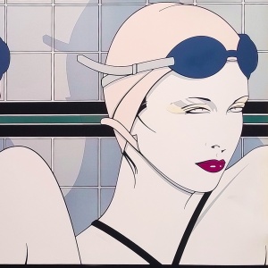 1970s Original Gorgeous Rare Patrick Nagel "Swimmers" Lithograph.