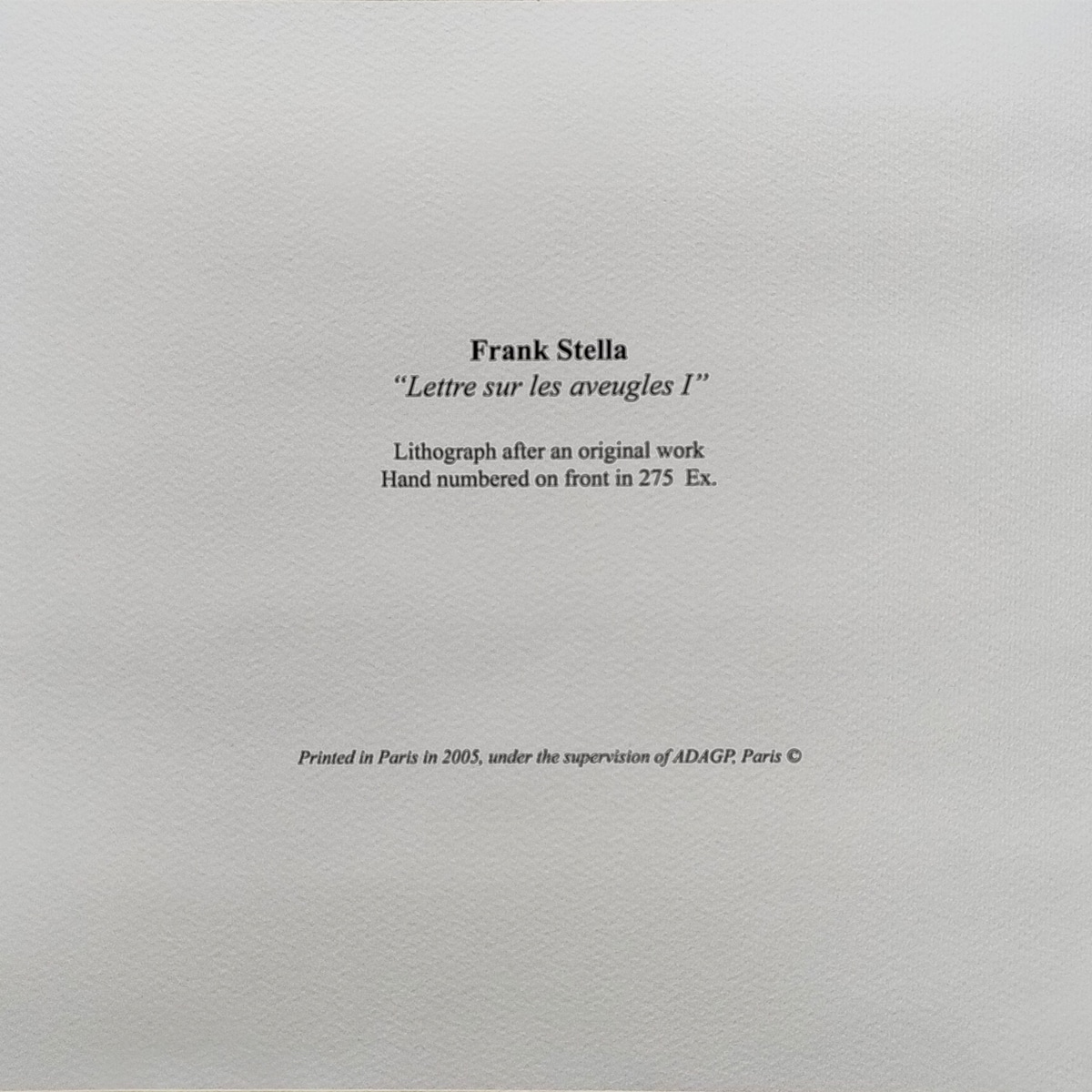 2000s Stunning Frank Stella (After) "Lettre Sur Les Aveugles" Limited Edition Lithograph by Adagp-Paris