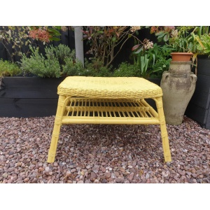 Vintage wicker and bamboo coffee table