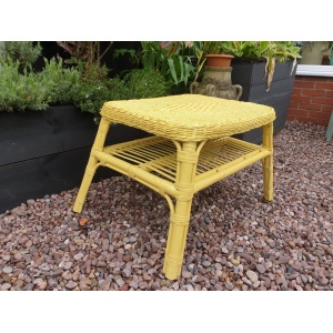 Vintage wicker and bamboo coffee table