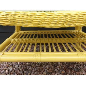 Vintage wicker and bamboo coffee table