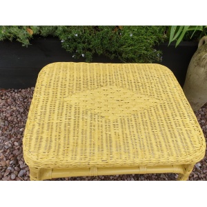 Vintage wicker and bamboo coffee table