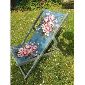 Vintage folding wooden deckchair