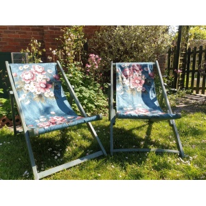 Vintage folding wooden deckchair