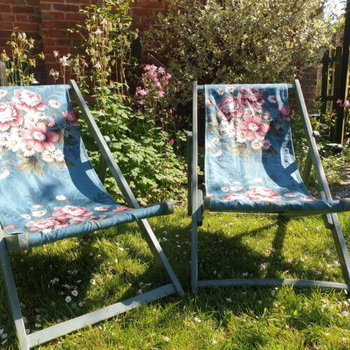 Vintage folding wooden deckchair