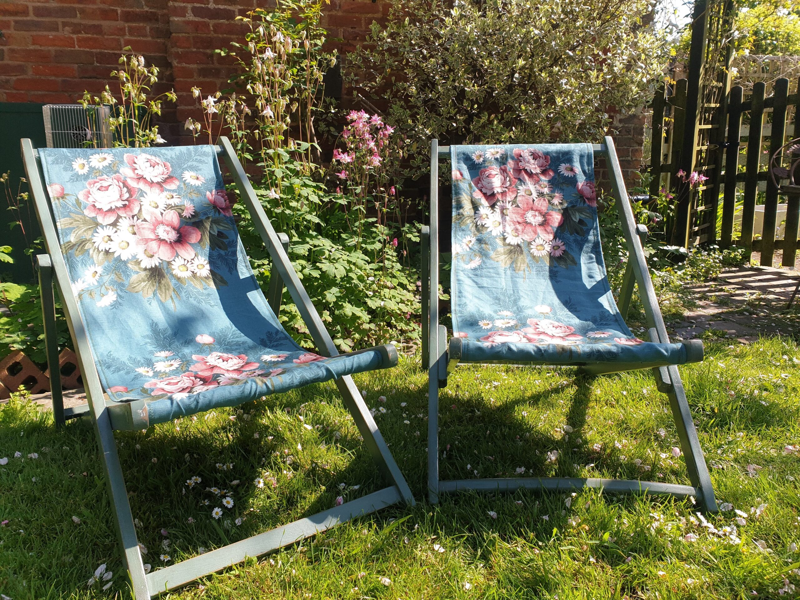 Vintage folding wooden deckchair
