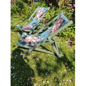 Vintage folding wooden deckchair