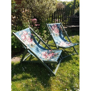 Vintage folding wooden deckchair