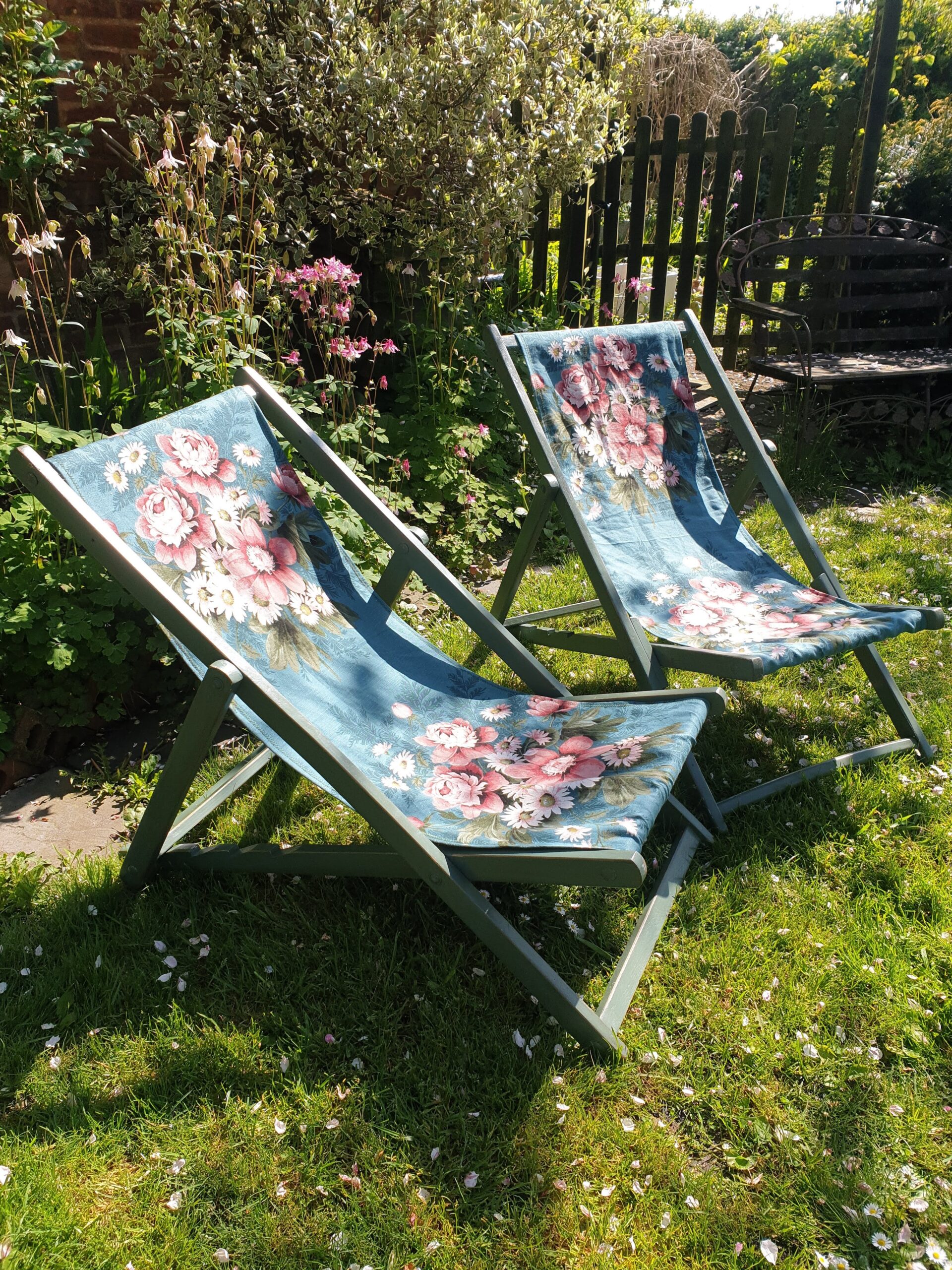 Vintage folding wooden deckchair
