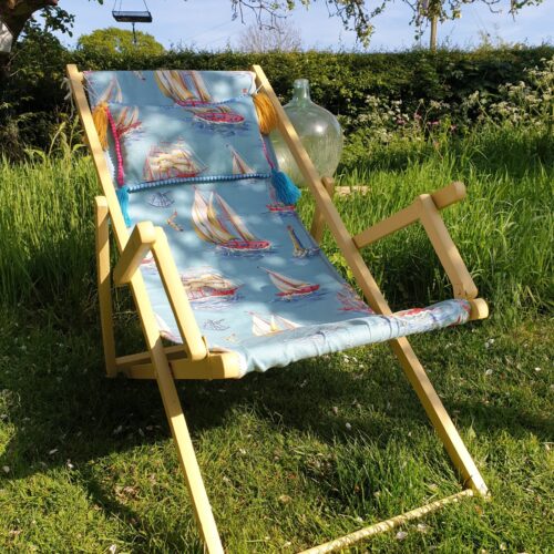 Vintage folding wooden deckchair