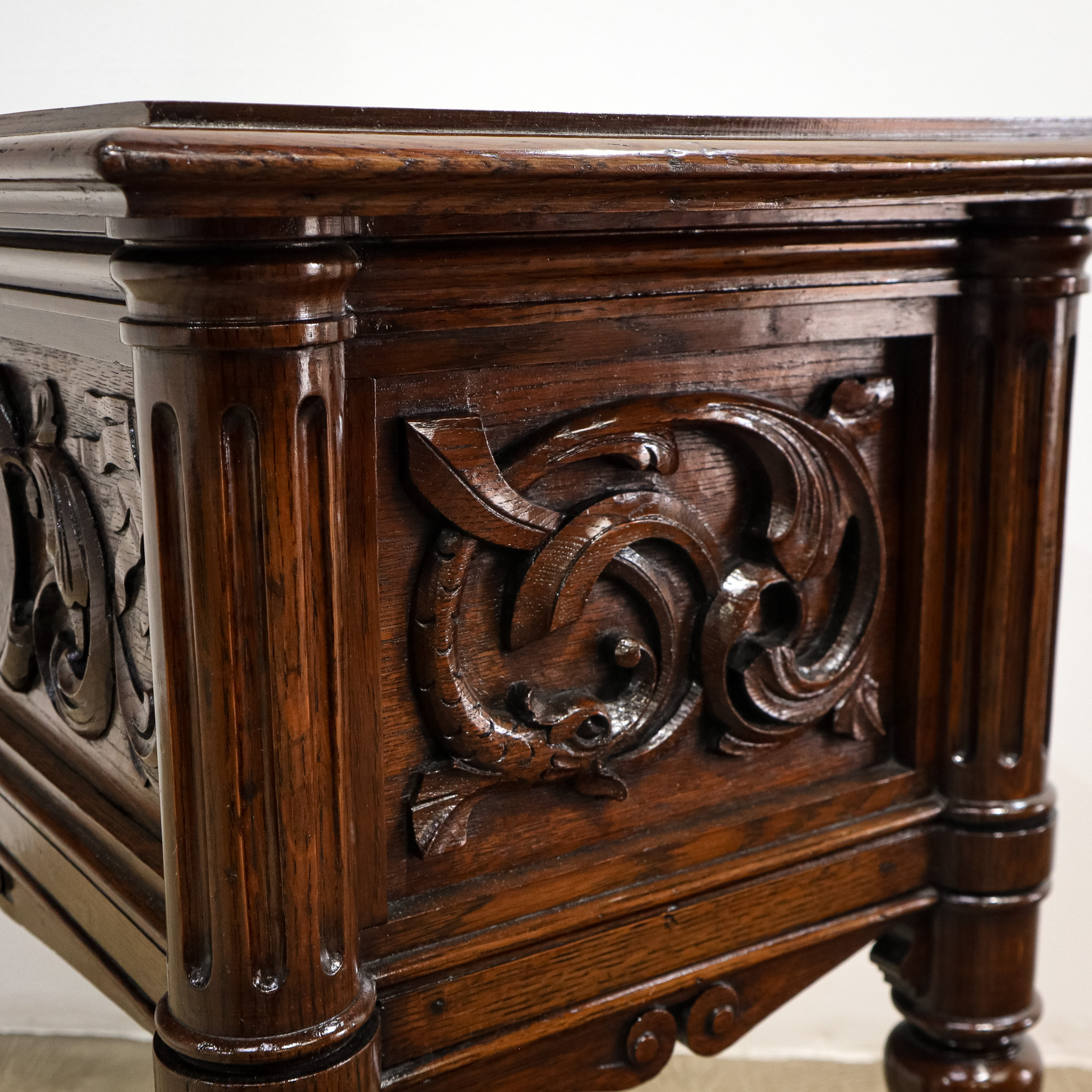 Carved Oak Box Table