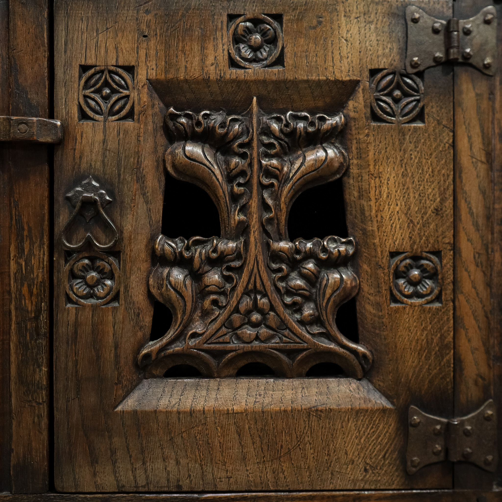 Gothic Style Oak Food Cupboard