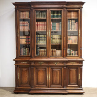 Walnut Breakfront Library Bookcase
