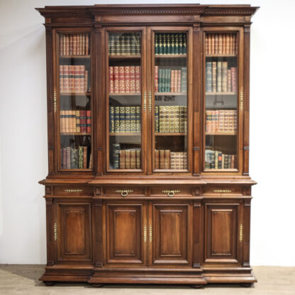 Walnut Breakfront Library Bookcase