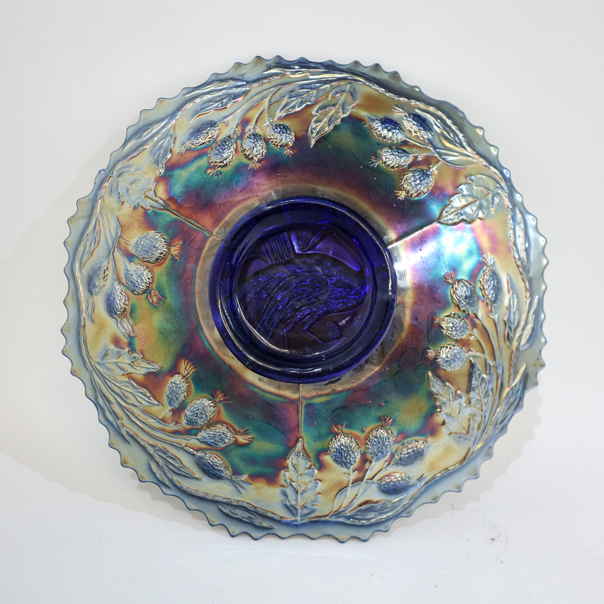 Northwood Blue Peacock Carnival Plate