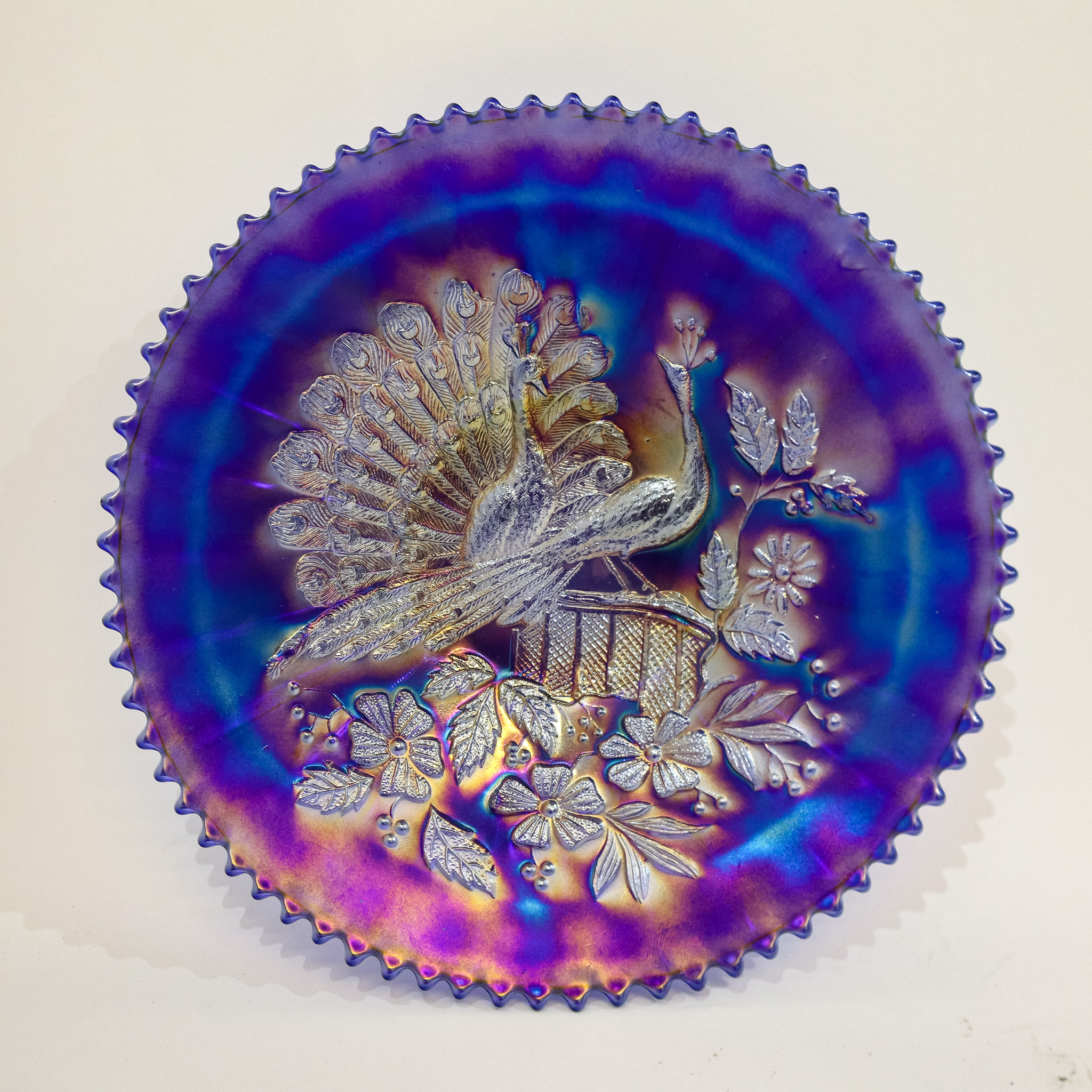 Northwood Blue Peacock Carnival Plate